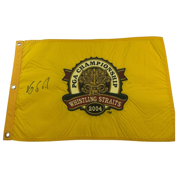 Champion Vijay Singh Signed 2004 PGA Championship at Whistling Straits Flag JSA ALOA