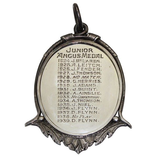 circa 1924 Junior Angus Sterling Silver Medal Listing Winners Names