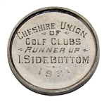 1921 Cheshire Union Of Golf Clubs Runner Up Medal Won by I. Sidebottom
