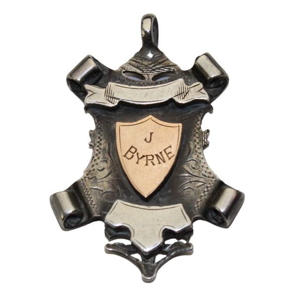 1913 Sterling Silver Shield Medal with J Byrne made by Haseler