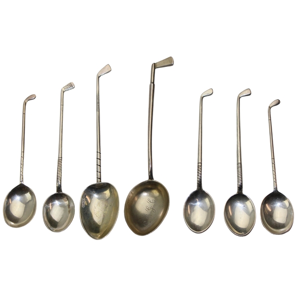 Seven (7) Various Vintage Golf Club Handled Sterling Silver Spoons