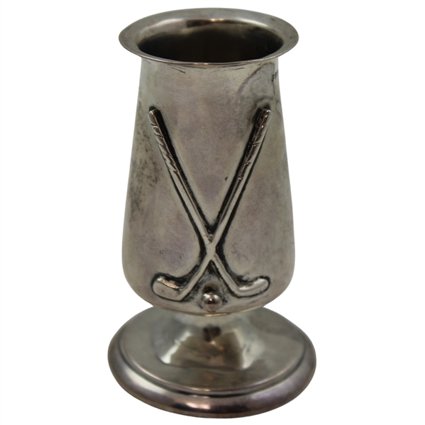 1936 Sterling Silver Crossed Golf Clubs w/Golf Ball Themed Candlestick Holder