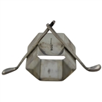 1930 Crossed Golf Clubs Sterling Silver Hexagon Shaped Napkin Holder