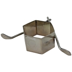 1930 Crossed Golf Clubs Sterling Silver Hexagon Shaped Napkin Holder
