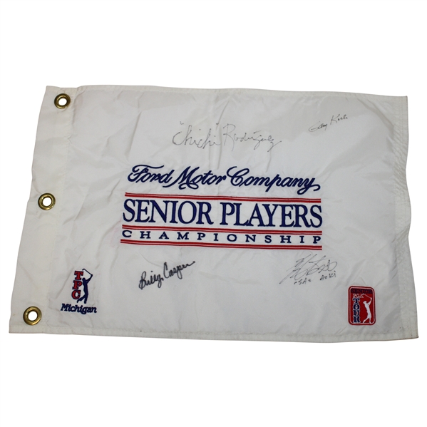 Chi Chi, Billy Casper, Aoki & Gary Koch Signed Senior Players Championship Embroidered Flag JSA ALOA