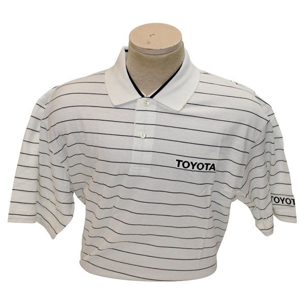 Chi Chi Rodriguezs Personal Ashworth White & Black Stripe Polo - M