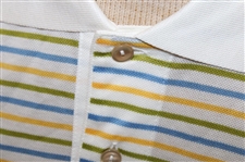 Chi Chi Rodriguez's Personal Jeff Rose Blue, Green & Yellow Striped Polo w/Sponsor - M