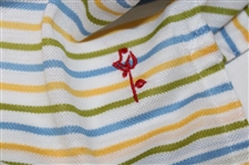 Chi Chi Rodriguez's Personal Jeff Rose Blue, Green & Yellow Striped Polo w/Sponsor - M