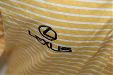 Chi Chi Rodriguez's Personal El Legado Golf Resort Yellow & White Striped Polo w/Sponsor - M