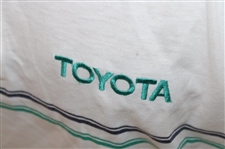 Chi Chi Rodriguez's Personal Antigua White, Green & Blue Polo w/Sponsor - M