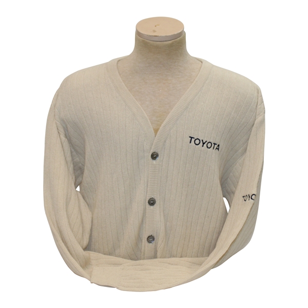 Chi Chi Rodriguezs Personal Bobby Jones Tan 100% Baby Alpaca Cardigan w/Sponsor - M