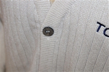 Chi Chi Rodriguez's Personal Bobby Jones Tan 100% Baby Alpaca Cardigan w/Sponsor - M