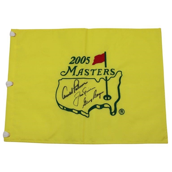 Arnold Palmer, Jack Nicklaus, and Gary Player Signed 2005 Masters Tournament Pin Flag JSA ALOA 