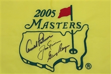 Arnold Palmer, Jack Nicklaus, and Gary Player Signed 2005 Masters Tournament Pin Flag JSA ALOA 