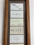 A Collection of Golf Legend Business Cards and Facsimile Signatures in a Wood Frame