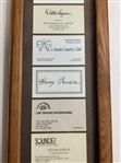 A Collection of Golf Legend Business Cards and Facsimile Signatures in a Wood Frame
