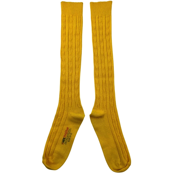 A Pair of Payne Stewart Tournament-Worn NFL ProShop Yellow Cable-Knit Golf Socks