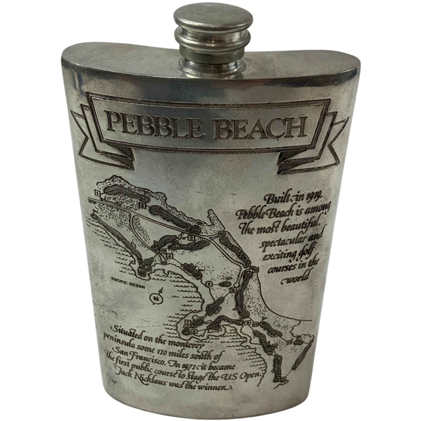 Pebble Beach Golf Links Sheffield English Pewter Commemorative Hip Flask