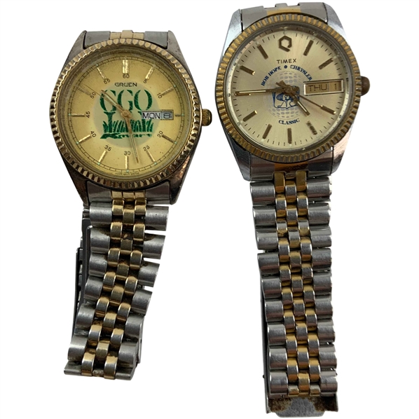 Two Vintage Two-Tone President Style Wristwatches Including Timex Bob Hope Chrysler Classic and Gruen Precision