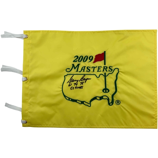 Gary Player Signed 2009 Masters Embroidered Flag w/Dates Won & 52 Times JSA ALOA