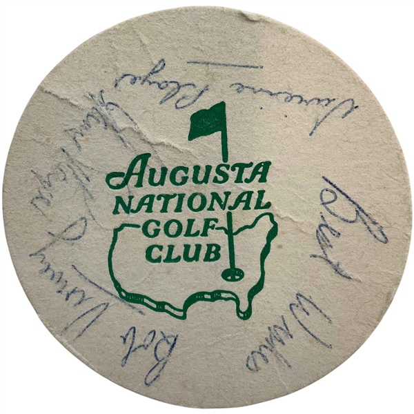 Gary & Vivienne Player Signed Vintage Augusta National Coaster JSA ALOA