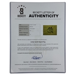 Jordan Spieth Signed 2015 Masters Tournament Embroidered Flag Beckett #BP66769 & SERIES Badge #R18036