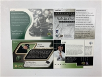 A Collection of Sixteen Upper Deck Golf Memorabilia Trading Cards Including Autograph and Numbered Inserts