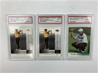 A Collection of Eleven Sergio Garcia and Scottie Scheffler Golf Trading Cards Including Graded and Memorabilia Examples