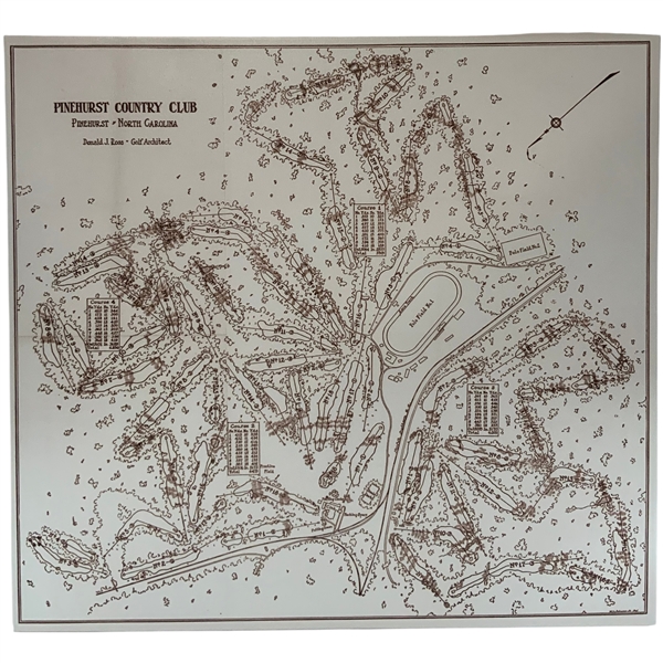 Pinehurst Country Club Historic Golf Course Map Reproduction Stretched Canvas Print