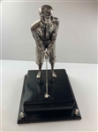 Sizeable Bobby Jones Silver-Plated Putting Figural Statue on Plinth

