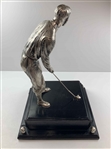 Sizeable Bobby Jones Silver-Plated Putting Figural Statue on Plinth
