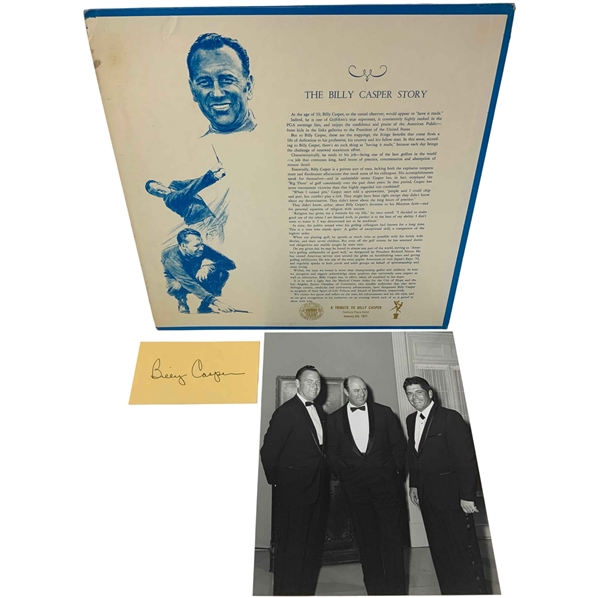 Billy Casper Signed Cut w/ Record & Photo JSA ALOA
