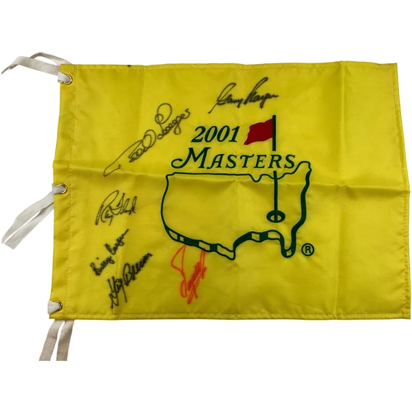 Brewer, Casper, Zoeller & 3 Other Champs Signed 2001 Masters Tournament Embroidered Flag JSA ALOA