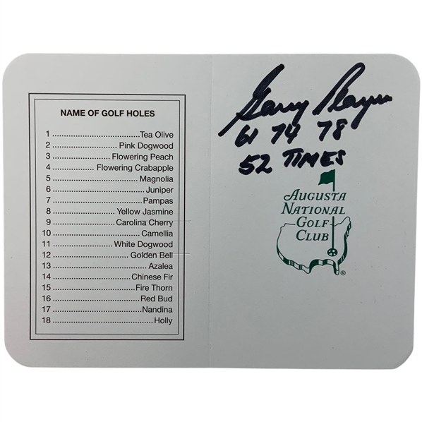 Gary Player Signed Augusta National Scorecard w/Years Won JSA ALOA
