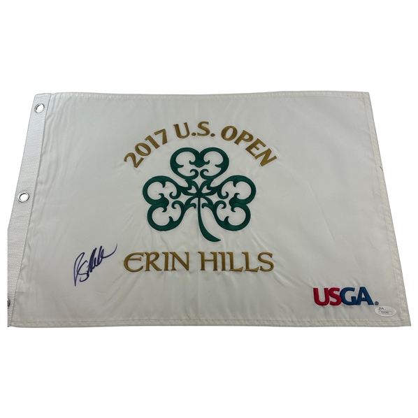 Brooks Koepka Signed 2017 US Open at Erin Hills Embroidered Flag JSA #T04349