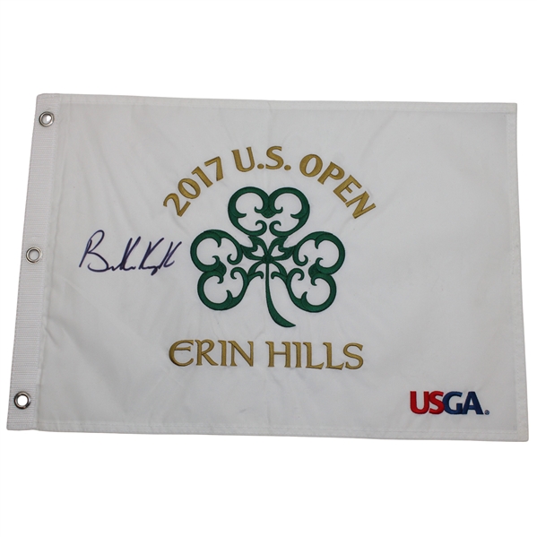Brooks Koepka Signed 2017 US Open at Erin Hills Embroidered Flag JSA ALOA