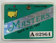 Collection of Five Masters Tournament Spectator Badges, 1997-2019, Tiger Woods Victory Years