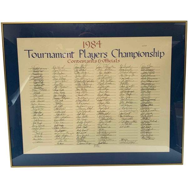 1984 Tournament Players Championship Limited Edition Field Sign-In Sheet w/ Facsimilie Signatures Lithograph - Framed