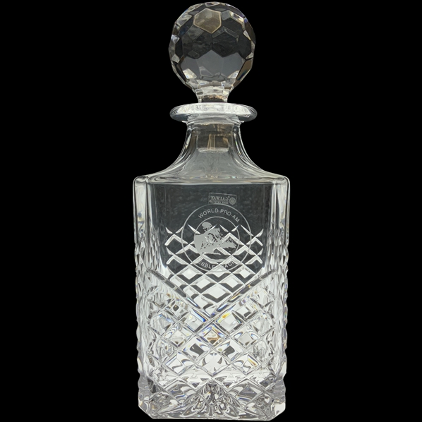 Robert Boyds Galway Irish Crystal Square Spirit Decanter with Pebble Beach Commemorative Etching