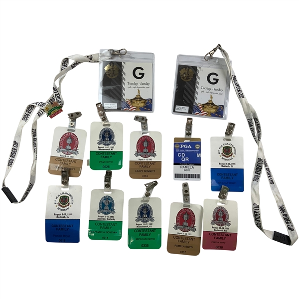 A Collection of PGA Championship and Ryder Cup Family Tournament Credentials Issued to the Family of Robert Boyd