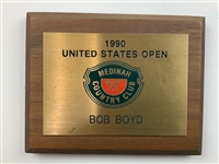 Robert Boyd's 1990 US Open at Medinah Contestant Bag Tag, Plaque & Patch
