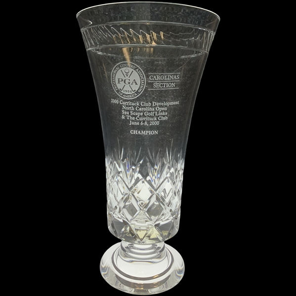 Robert Boyds PGA Carolinas Section 2000 North Carolina Open Champion Cut Glass Trophy Vase