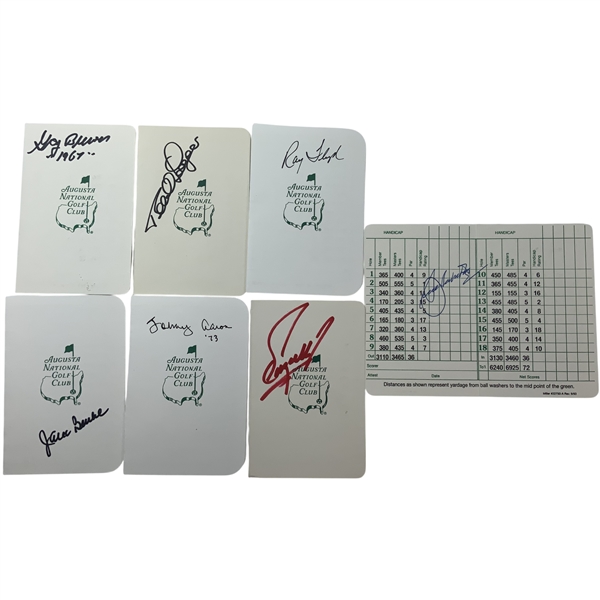 Seven (7) Masters Champions Signed Augusta National Scorecards JSA ALOA