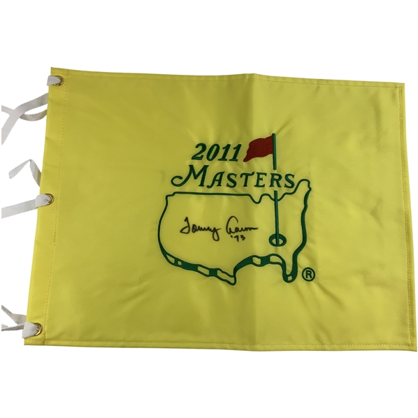 Tommy Aaron Signed 2011 Masters Embroidered Flag with 1973 JSA ALOA