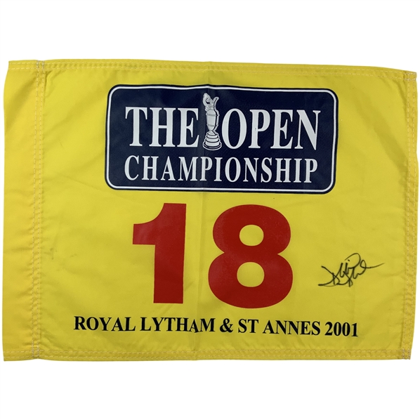 David Duval Signed 2001 The OPEN at Royal Lytham & St. Annes Flag JSA ALOA