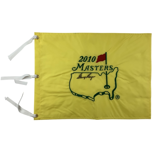 Gary Player Signed 2010 Masters Tournament Embroidered Flag JSA ALOA