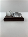 Waterford Crystal Golf Ball and Club Head on Wooden Base