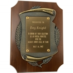 Ray Knights Albany Georgia Sports Hall of Fame Induction Plaque