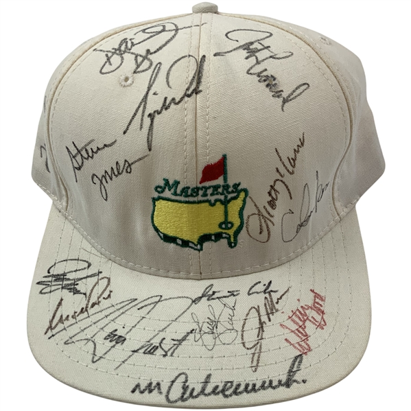 Amateur Tiger Woods & Field Signed Masters White Hat JSA ALOA