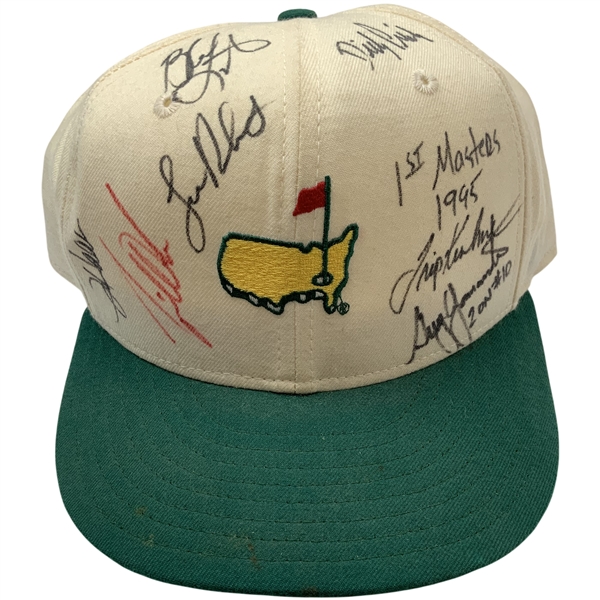 Tiger Woods Signed "1st Masters 1995" Augusta National White & Green Hat w/ Others JSA ALOA